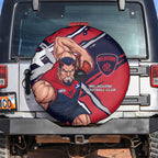 Melbourne Football Club Spare Tire Cover Demons Muscular Mascot Graphic - Abstract Paint Splatter Art