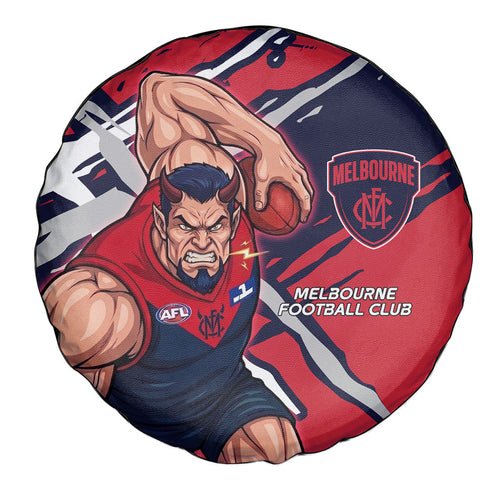 Melbourne Football Club Spare Tire Cover Demons Muscular Mascot Graphic - Abstract Paint Splatter Art
