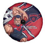 Melbourne Football Club Spare Tire Cover Demons Muscular Mascot Graphic - Abstract Paint Splatter Art