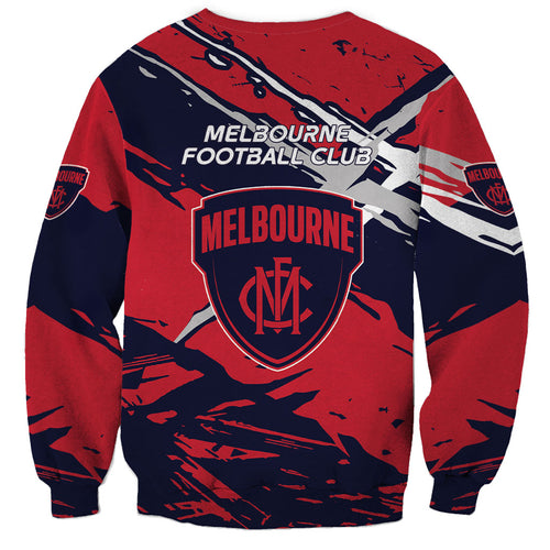 Melbourne Football Club Sweatshirt Demons Muscular Mascot Graphic - Abstract Paint Splatter Art