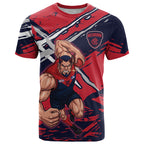 Melbourne Football Club T Shirt Demons Muscular Mascot Graphic - Abstract Paint Splatter Art
