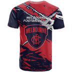 Melbourne Football Club T Shirt Demons Muscular Mascot Graphic - Abstract Paint Splatter Art