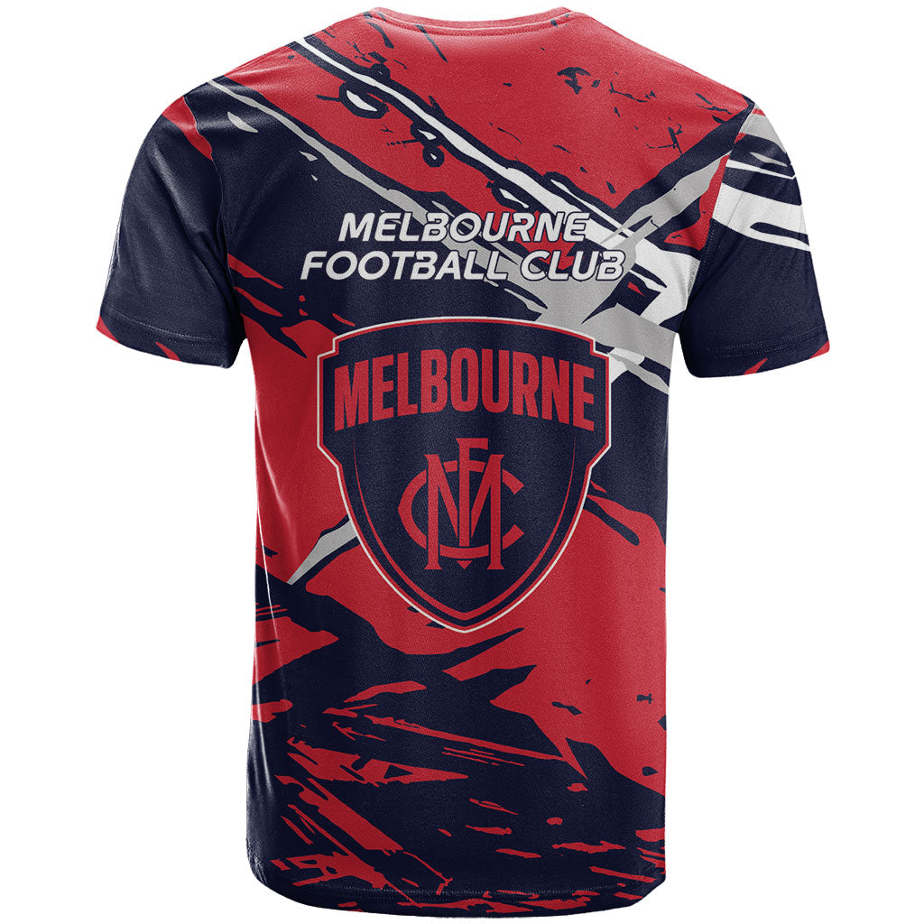 Melbourne Football Club T Shirt Demons Muscular Mascot Graphic - Abstract Paint Splatter Art