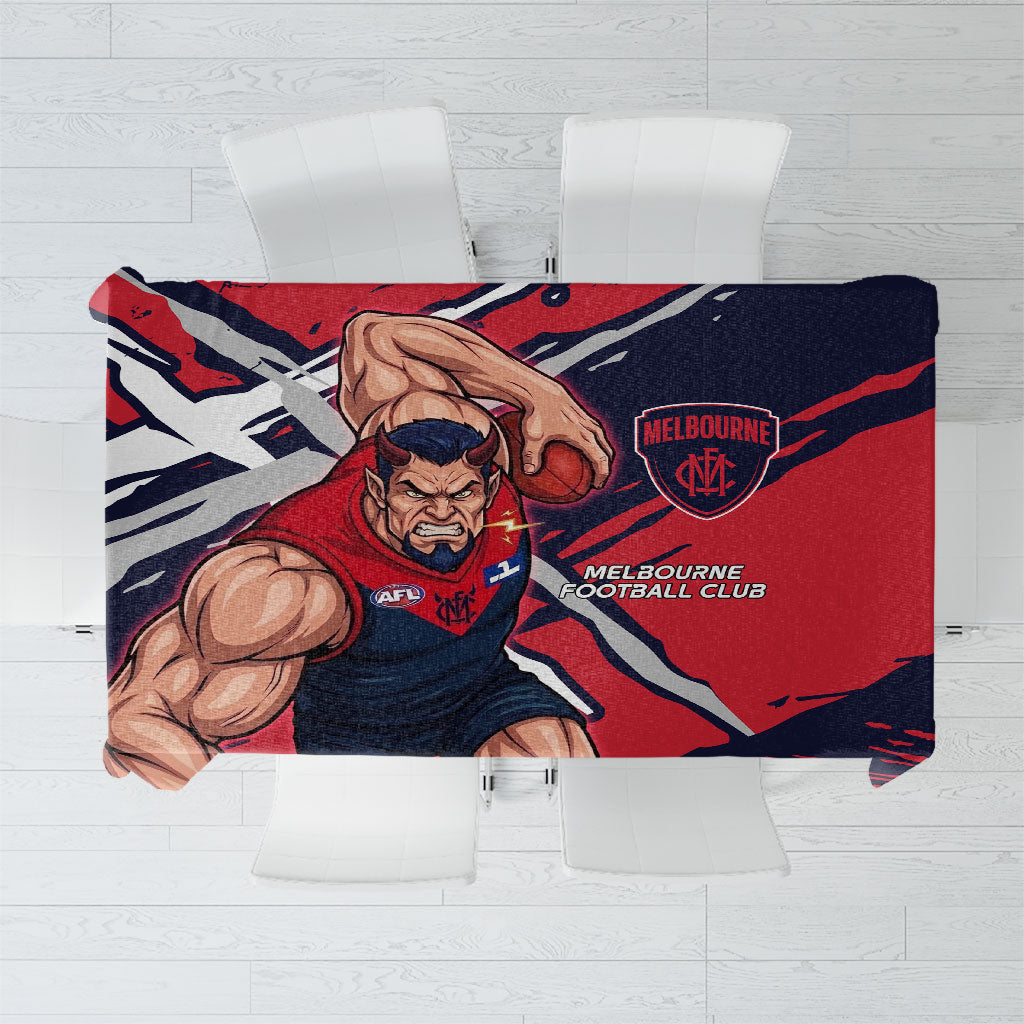 Melbourne Football Club Tablecloth Demons Muscular Mascot Graphic - Abstract Paint Splatter Art