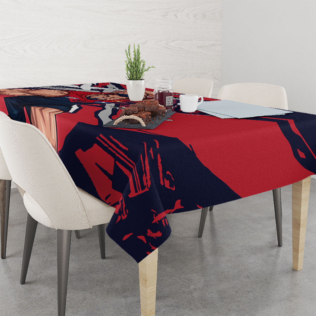 Melbourne Football Club Tablecloth Demons Muscular Mascot Graphic - Abstract Paint Splatter Art