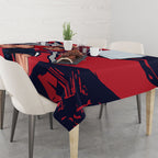 Melbourne Football Club Tablecloth Demons Muscular Mascot Graphic - Abstract Paint Splatter Art