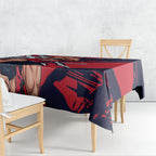 Melbourne Football Club Tablecloth Demons Muscular Mascot Graphic - Abstract Paint Splatter Art
