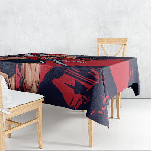 Melbourne Football Club Tablecloth Demons Muscular Mascot Graphic - Abstract Paint Splatter Art