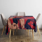 Melbourne Football Club Tablecloth Demons Muscular Mascot Graphic - Abstract Paint Splatter Art