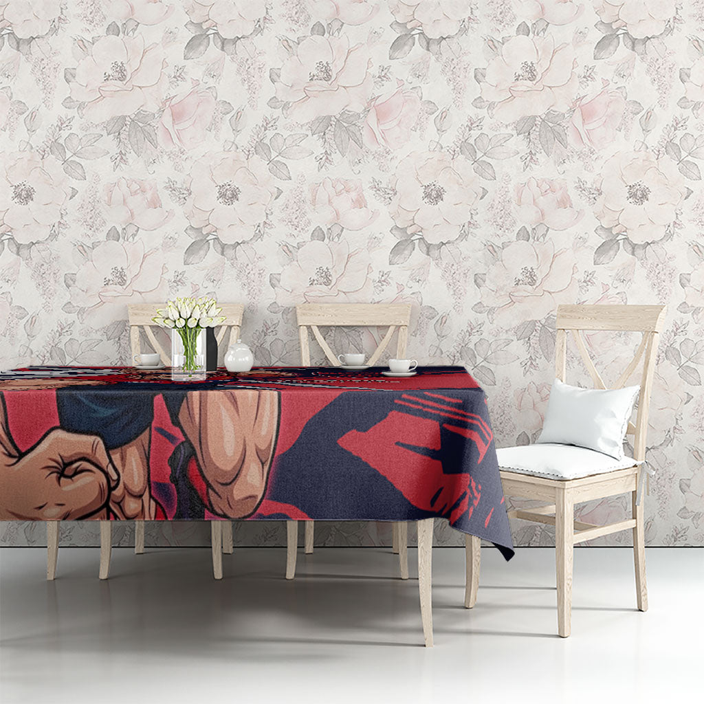 Melbourne Football Club Tablecloth Demons Muscular Mascot Graphic - Abstract Paint Splatter Art