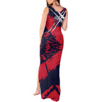 Melbourne Football Club Tank Maxi Dress Demons Muscular Mascot Graphic - Abstract Paint Splatter Art