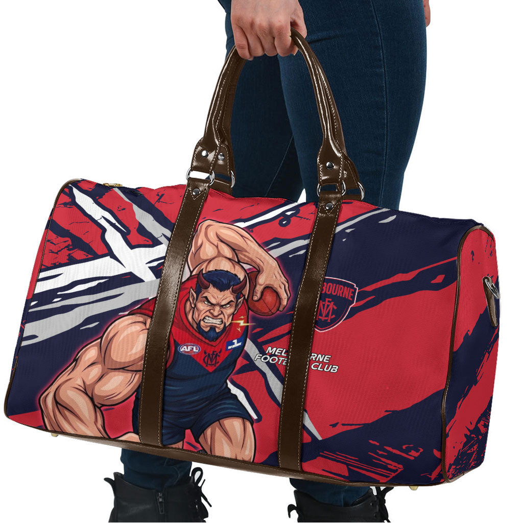 Melbourne Football Club Travel Bag Demons Muscular Mascot Graphic - Abstract Paint Splatter Art