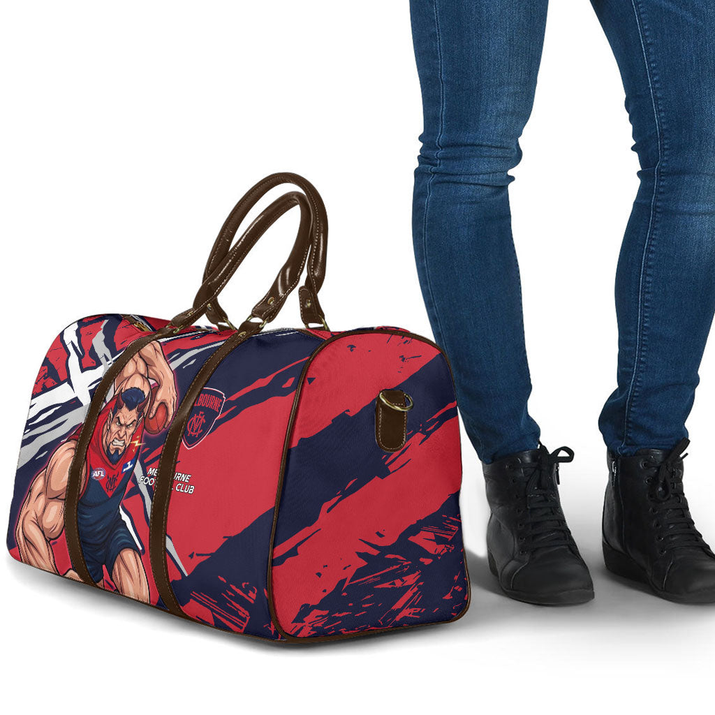 Melbourne Football Club Travel Bag Demons Muscular Mascot Graphic - Abstract Paint Splatter Art