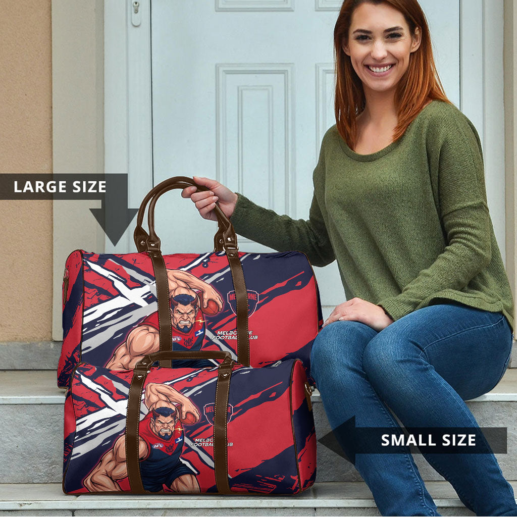Melbourne Football Club Travel Bag Demons Muscular Mascot Graphic - Abstract Paint Splatter Art