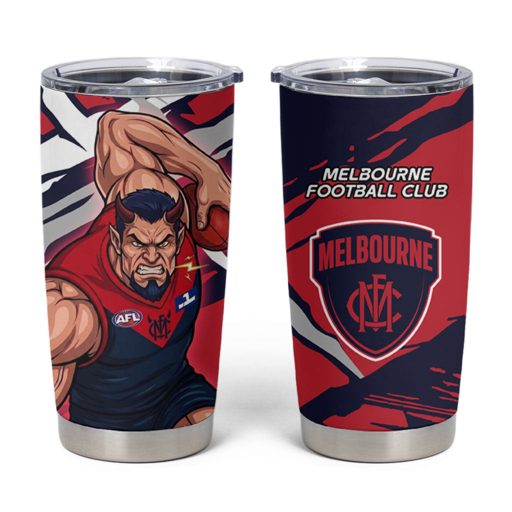 Melbourne Football Club Tumbler Cup Demons Muscular Mascot Graphic - Abstract Paint Splatter Art