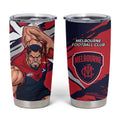 Melbourne Football Club Tumbler Cup Demons Muscular Mascot Graphic - Abstract Paint Splatter Art
