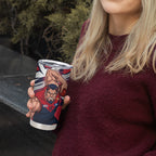 Melbourne Football Club Tumbler Cup Demons Muscular Mascot Graphic - Abstract Paint Splatter Art