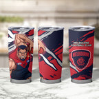 Melbourne Football Club Tumbler Cup Demons Muscular Mascot Graphic - Abstract Paint Splatter Art