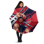 Melbourne Football Club Umbrella Demons Muscular Mascot Graphic - Abstract Paint Splatter Art