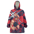 Melbourne Football Club Wearable Blanket Hoodie Demons Muscular Mascot Graphic - Abstract Paint Splatter Art