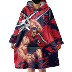 Melbourne Football Club Wearable Blanket Hoodie Demons Muscular Mascot Graphic - Abstract Paint Splatter Art