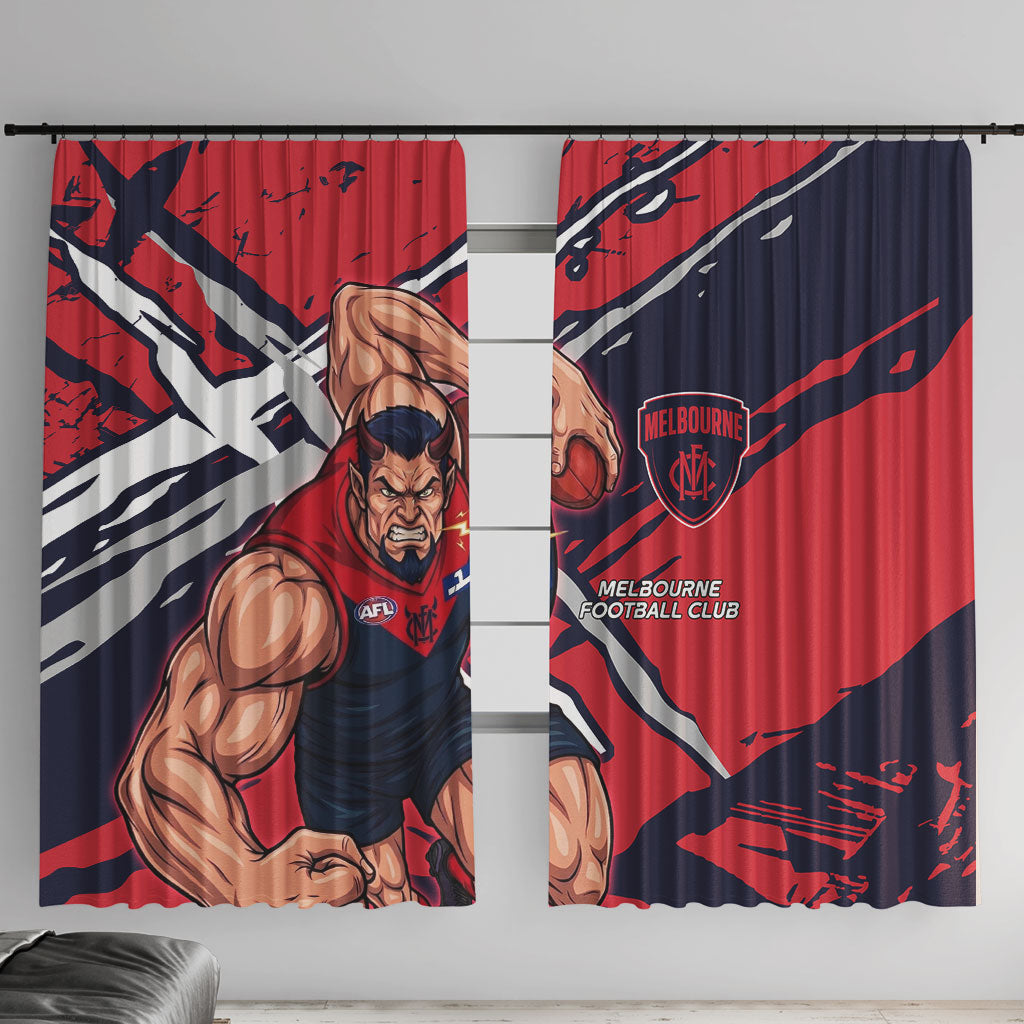 Melbourne Football Club Window Curtain Demons Muscular Mascot Graphic - Abstract Paint Splatter Art