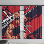 Melbourne Football Club Window Curtain Demons Muscular Mascot Graphic - Abstract Paint Splatter Art
