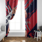 Melbourne Football Club Window Curtain Demons Muscular Mascot Graphic - Abstract Paint Splatter Art