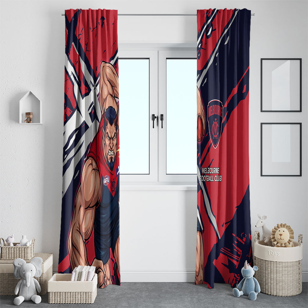 Melbourne Football Club Window Curtain Demons Muscular Mascot Graphic - Abstract Paint Splatter Art