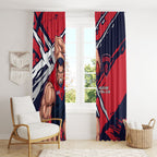 Melbourne Football Club Window Curtain Demons Muscular Mascot Graphic - Abstract Paint Splatter Art