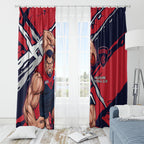 Melbourne Football Club Window Curtain Demons Muscular Mascot Graphic - Abstract Paint Splatter Art