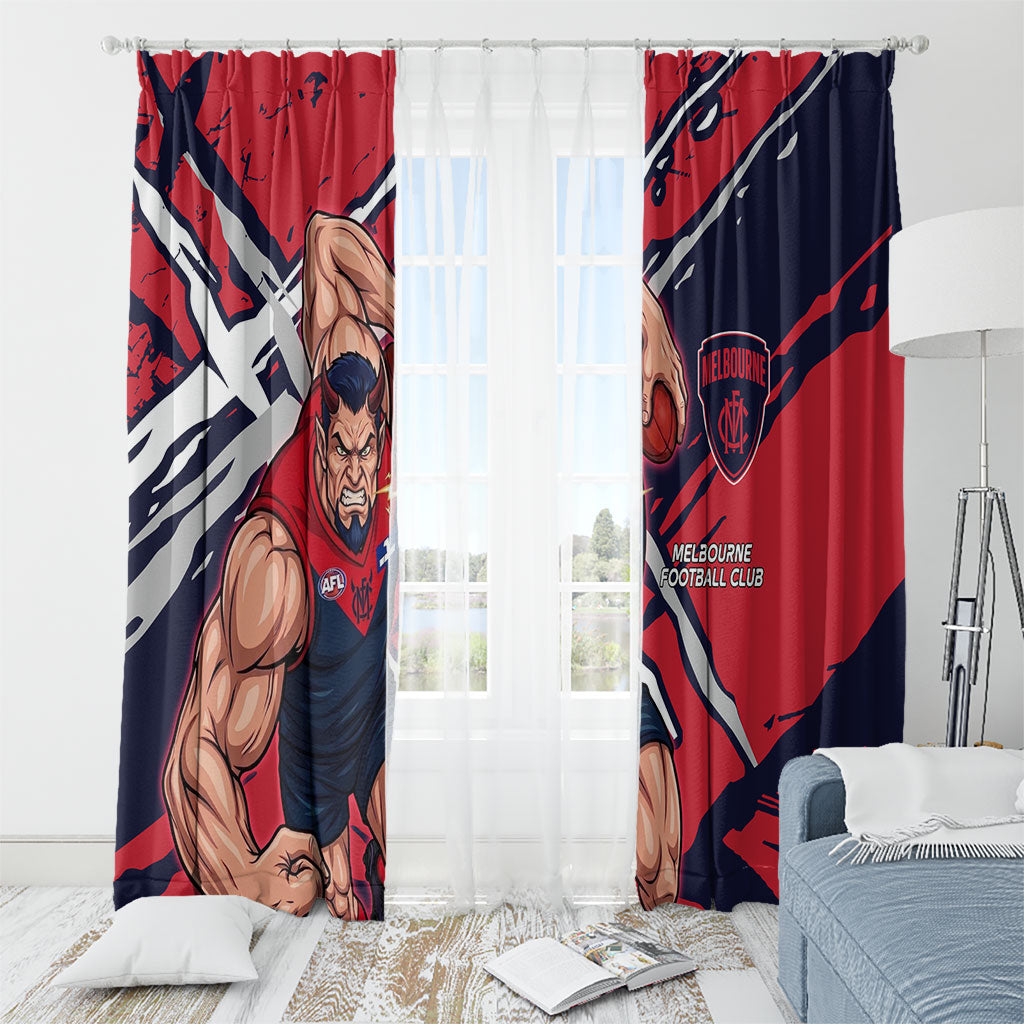 Melbourne Football Club Window Curtain Demons Muscular Mascot Graphic - Abstract Paint Splatter Art