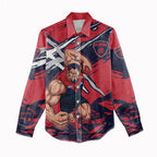 Melbourne Football Club Women Casual Shirt Demons Muscular Mascot Graphic - Abstract Paint Splatter Art