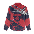 Melbourne Football Club Women Casual Shirt Demons Muscular Mascot Graphic - Abstract Paint Splatter Art