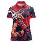 Melbourne Football Club Women Polo Shirt Demons Muscular Mascot Graphic - Abstract Paint Splatter Art