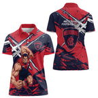 Melbourne Football Club Women Polo Shirt Demons Muscular Mascot Graphic - Abstract Paint Splatter Art