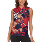 Melbourne Football Club Women Sleeveless Polo Shirt Demons Muscular Mascot Graphic - Abstract Paint Splatter Art