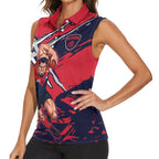 Melbourne Football Club Women Sleeveless Polo Shirt Demons Muscular Mascot Graphic - Abstract Paint Splatter Art