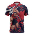Melbourne Football Club Zipper Polo Shirt Demons Muscular Mascot Graphic - Abstract Paint Splatter Art