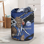 North Melbourne Football Club Laundry Basket Kangaroos Muscular Mascot Graphic - Abstract Paint Splatter Art