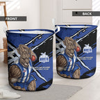 North Melbourne Football Club Laundry Basket Kangaroos Muscular Mascot Graphic - Abstract Paint Splatter Art