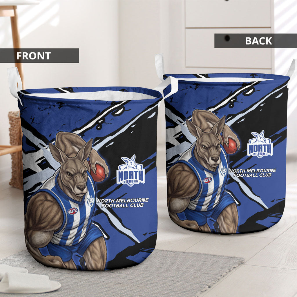 North Melbourne Football Club Laundry Basket Kangaroos Muscular Mascot Graphic - Abstract Paint Splatter Art