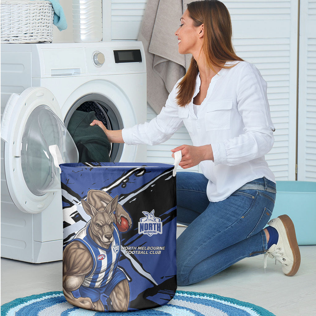 North Melbourne Football Club Laundry Basket Kangaroos Muscular Mascot Graphic - Abstract Paint Splatter Art