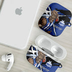 North Melbourne Football Club AirPods Case Kangaroos Muscular Mascot Graphic - Abstract Paint Splatter Art