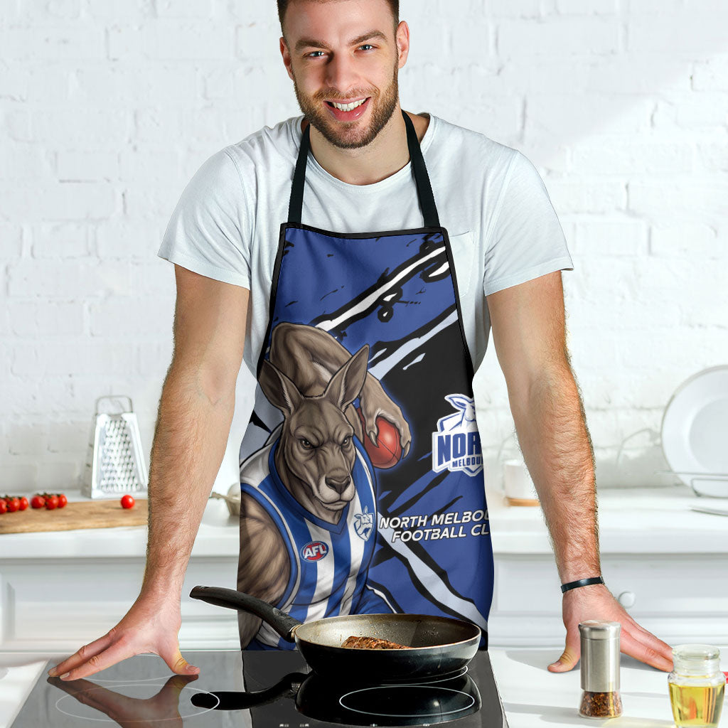 North Melbourne Football Club Apron Kangaroos Muscular Mascot Graphic - Abstract Paint Splatter Art