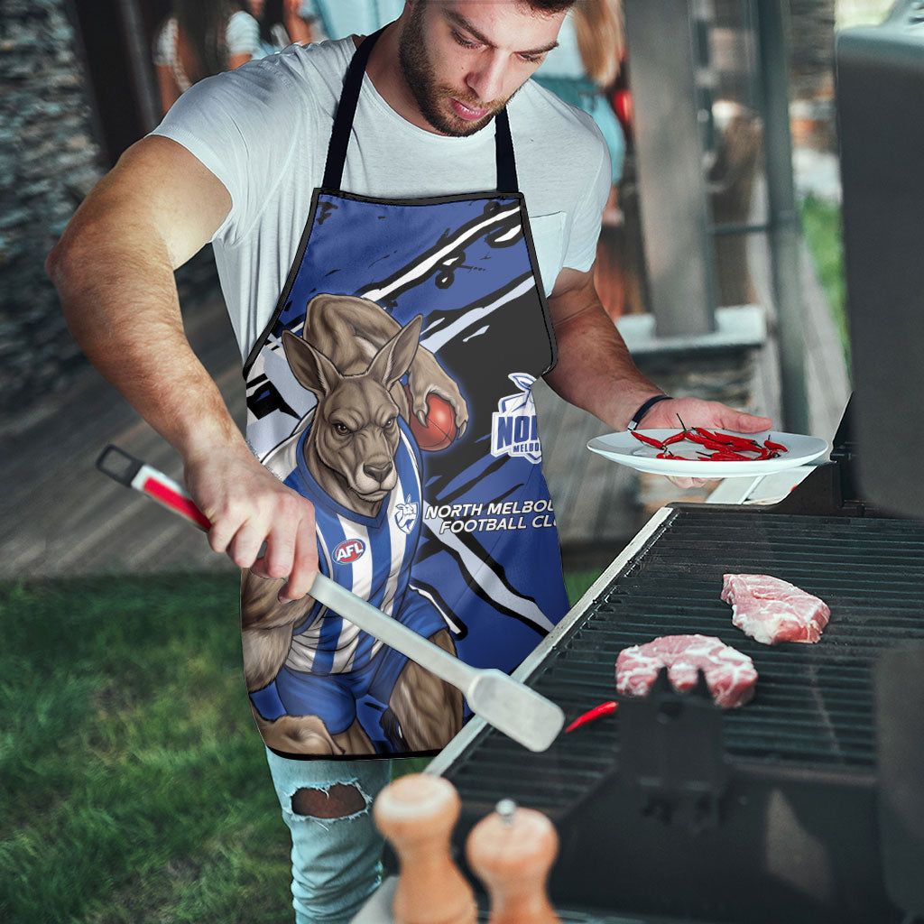 North Melbourne Football Club Apron Kangaroos Muscular Mascot Graphic - Abstract Paint Splatter Art