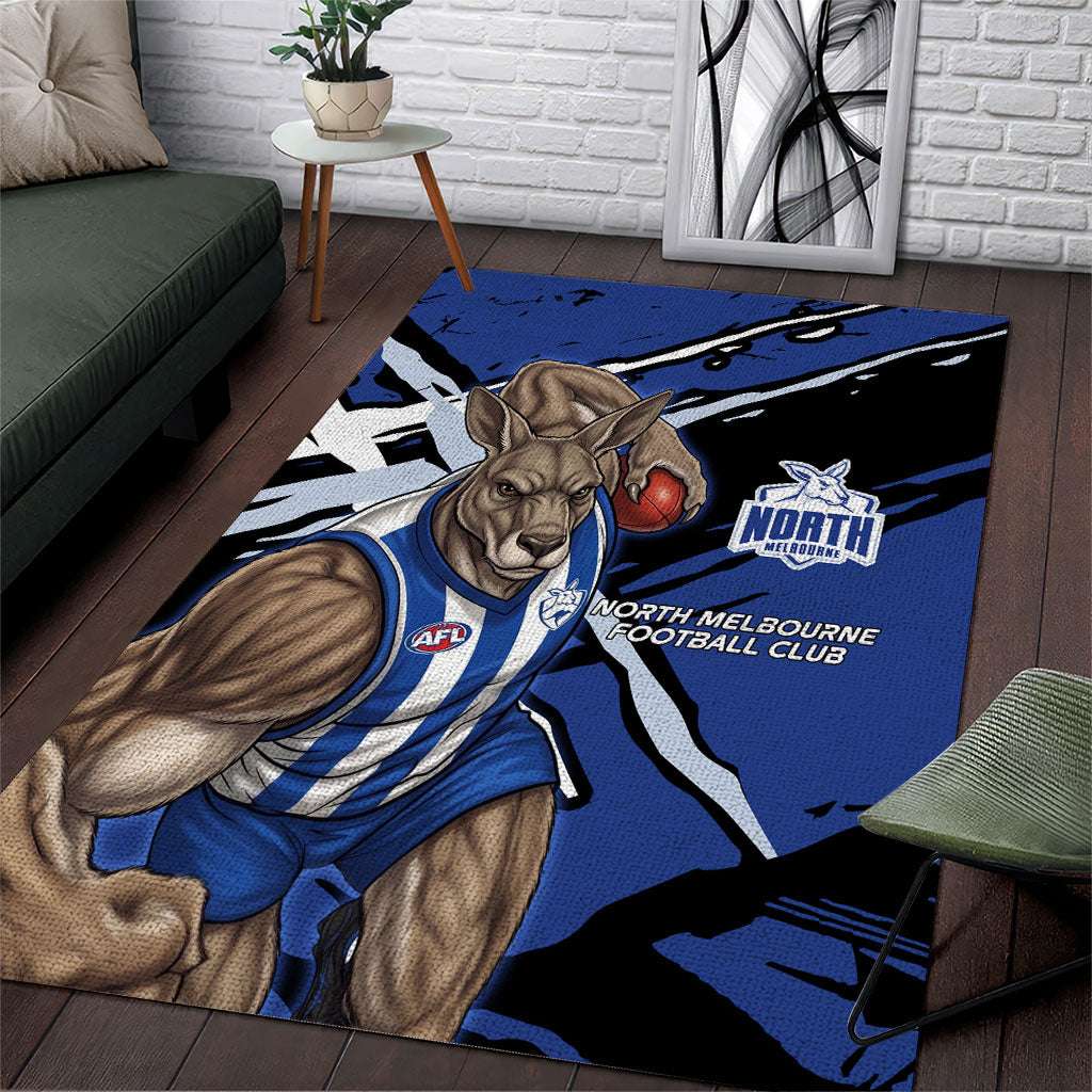 North Melbourne Football Club Area Rug Kangaroos Muscular Mascot Graphic - Abstract Paint Splatter Art