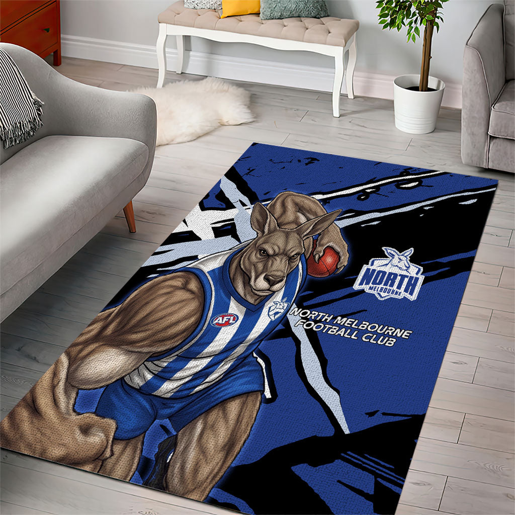 North Melbourne Football Club Area Rug Kangaroos Muscular Mascot Graphic - Abstract Paint Splatter Art