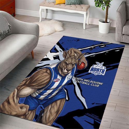 North Melbourne Football Club Area Rug Kangaroos Muscular Mascot Graphic - Abstract Paint Splatter Art