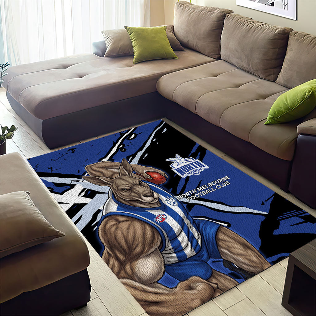 North Melbourne Football Club Area Rug Kangaroos Muscular Mascot Graphic - Abstract Paint Splatter Art
